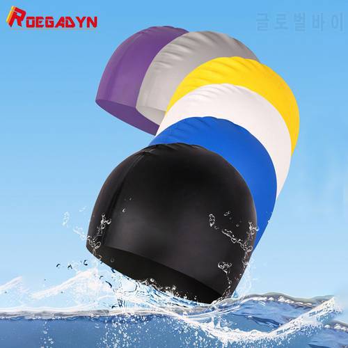 ROEGADYN Swimming Hat Elastic Sports Swimming Cap Waterproof Protect Ears Non-Slip Pool Hat Swimming Cap Long Hair For Adult