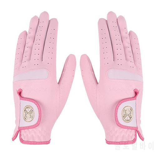 1 Pair Golf Gloves With Elastic Band Ladies Soft Microfiber Cloth Sunscreen Breathable Wear-Resistant Washable Golf Gloves