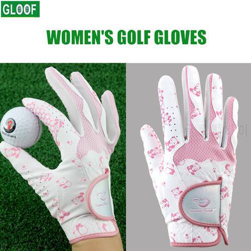 1Pair Women&39s Golf Soft Gloves Left Hand Right PU Leather Non Slip Breathable Glove, All Weather Grip Rain
