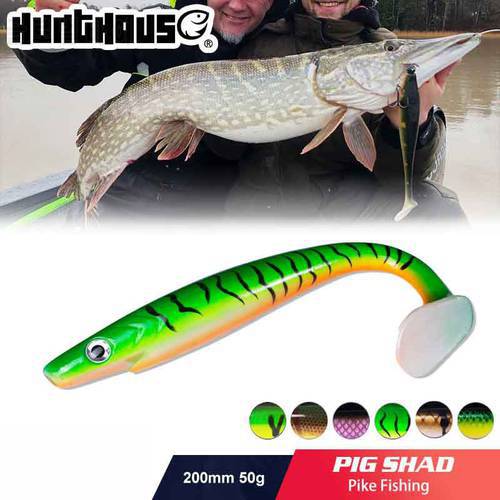 Hunthouse Pro Pig Shad Pike Lure 120mm/150mm/200mm 50g Paint Printing Lure Paddle Tail Shad Silicone Souple Leurre Natural Musky
