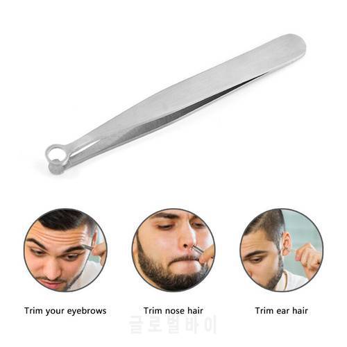 1pcs Stainless Nose Hair Trimming Tweezers Round Tip Forceps Plier Stainless Steel Nose Hair Clip Removal Clip Eyebrow Tweezer