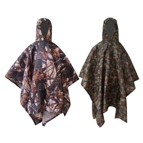 Camouflage Raincoat Impermeable Women Men Jungle Rain Poncho Polyurethane Coating Nylon Multifunctional Raincoat Hooded Outdoor