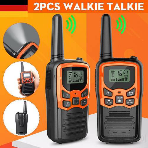 2PCS Portable handheld walkie talkie 22 channels up to 10 kilometers range low power UHF mini radio communication transceiver