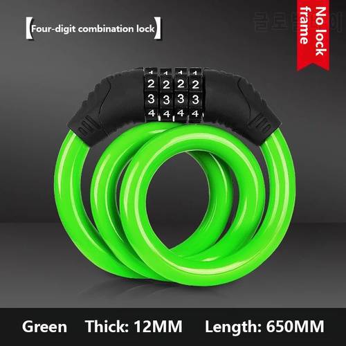 Combination Number Code Bike Bicycle Cycle Lock 12mm X 650mm Steel Cable Chain Anti-theft Mountain Bike Lock Bicycle Accessories