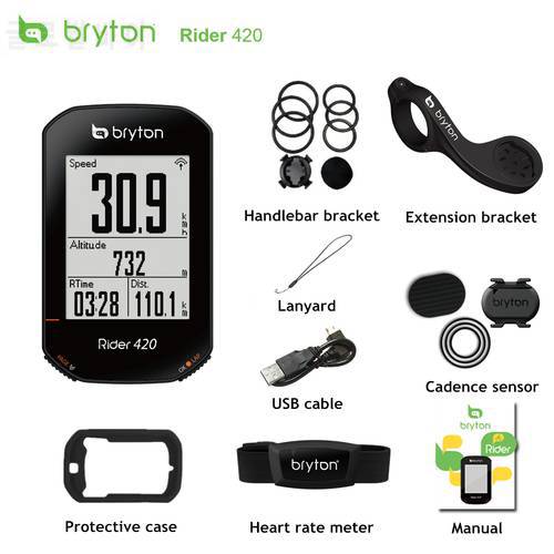 Bryton Rider 420 Wireless GPS GNSS/ANT + Bluetooth Global Speed Cadence Heart Rate Electric Bicycle Waterproof Bike Computer