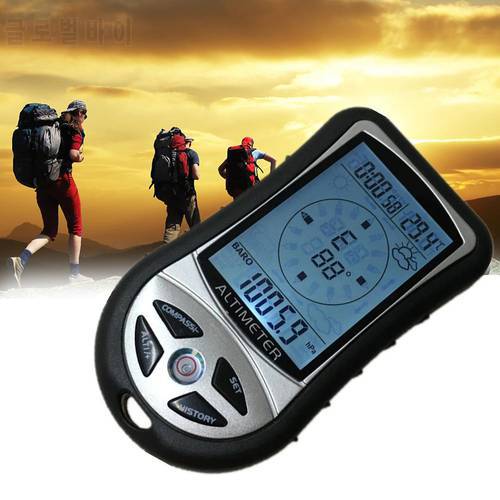 Handheld Digital LCD Display 8 in 1 Compass Altimeter Barometer Thermometer Weather Forecast Clock for Outdoor Climbing Hiking