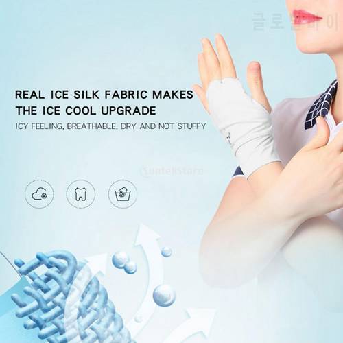 1pc Anti-Slip Elastic Ice Silk Fingerless Golf Glove Women Men Sun Protector UV Protect Golfing Mitten Sun UV Protector Glove
