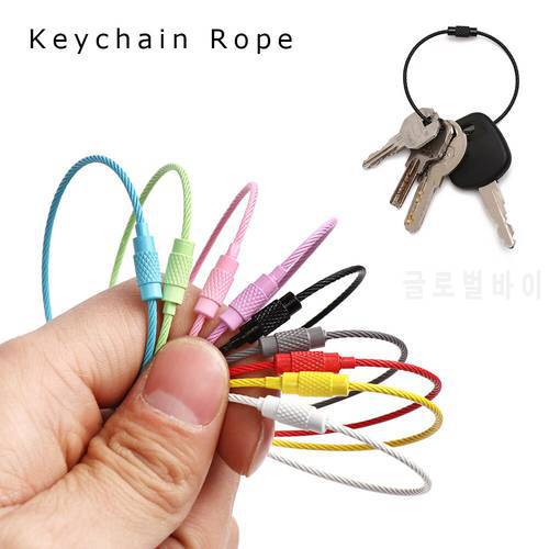 NEW Stainless Steel EDC Keyring Cable Wire Screw Lock Circle Loop Luggage Tag Holder Keychain Rope Outdoor Camping Hanging Tool