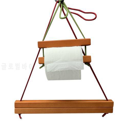 Toilet Paper Holder Hanging Towel Roll Rack Organizer Wooden Stick Tissue Holder For Home Outdoor Camping Lights