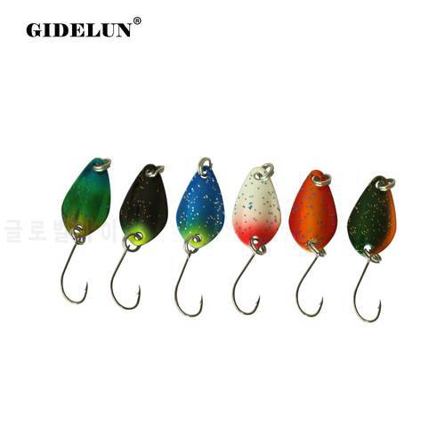 Free Shipping 2g/1g Spoon Lure Isca Artificial Fishing Bait 6pcs/lot Swimbait Metal Lure Trout Lure