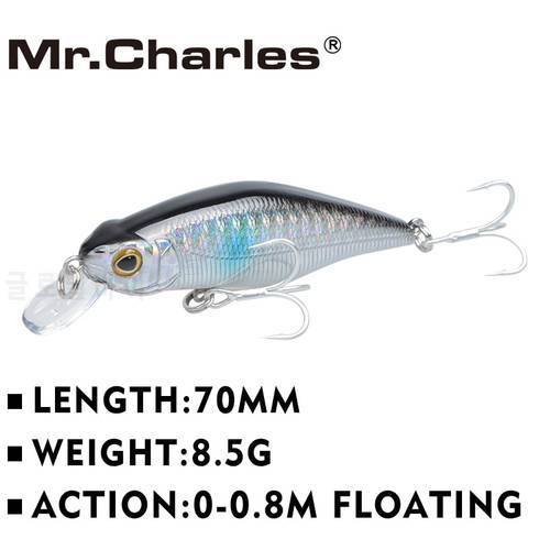 Mr.Charles CMC015 Fishing Lures 70mm/8.5g Shad , 0-0.8M Floating , Quality Professional Minnow Hard Bait 3D Eyes Crankbait