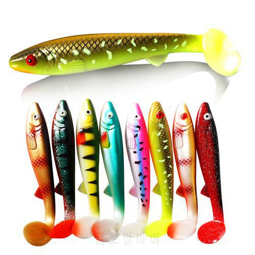 16.5cm/34g Fishing Soft Lures Lifelike Artificial Lure Rubber Baits Bass Pike Wobblers Swimbait Fishing Tackle T Tail