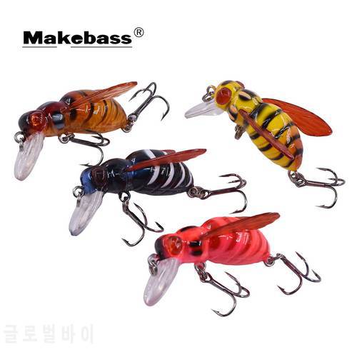 Makebass carnada Artificial Bee-Shaped Fishing Bait Insect Bumblebee Fishing Lures Topwater CrankBait Bass Fishing Tackle