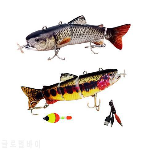 5.12inch/5.3inch Electric Fishing Lure USB Charging Bait 4Section Swimbait Crankbait Pesca Tackle Vivid Fish