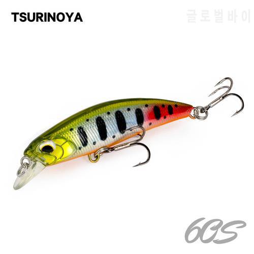 TSURINOYA 60S Sinking Minnow Fishing Lures 60mm 6.1g Jerkbait Bass Pike Carkbait Wobblers Swimbait Professional Hard Bait