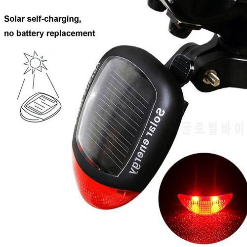2 LED Red Bike Solar Energy Light 3 Modes Seatpost Lamp Rechargeable Bicycle Tail Rear Light Bicycle Accessories FlashLight