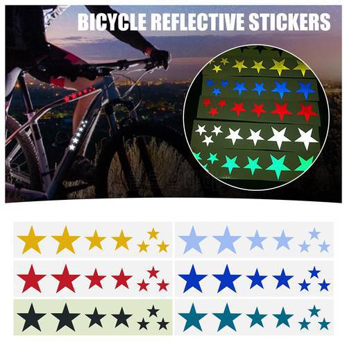 DIY Bicycle Luminous Stickers Pentagram Reflective Sticker Bike Night Light Shining Warning Paper Personality Wheelset Sticker