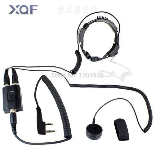 Professional Military Police FBI Throat Microphone Covert Acoustic Tube Earpiece Headset 2pin for KENWOOD Radio baofeng BF UV-5R