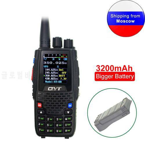 New QYT KT-8R with 3200mAh battery Quad Band 136-174MHz 220-260MHz 400-480MHz 350-390MHz handheld radio KT8R 5W UV walkie talkie