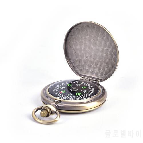 Vintage Bronze Compass Design Pocket Watch Retro Pocket Watch Compass Zinc Alloy Camping Accessaries