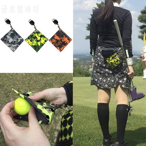 Mini Double-Sided Golf Ball Cleaning Towel with Carabiner Hook Camouflage Square Golf Ball Club Head Wiping Cloth Cleaner Golf