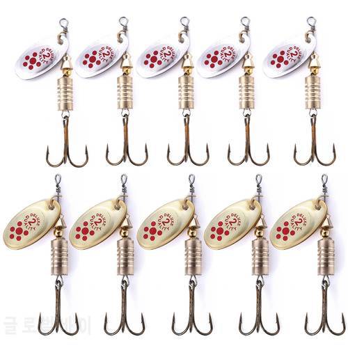 10Pcs 6.7cm 7g Spinner Spoon Metal Bait Fishing Lure Sequins Crankbait Spoon Baits for Bass Trout Perch Pike Rotating Fishing