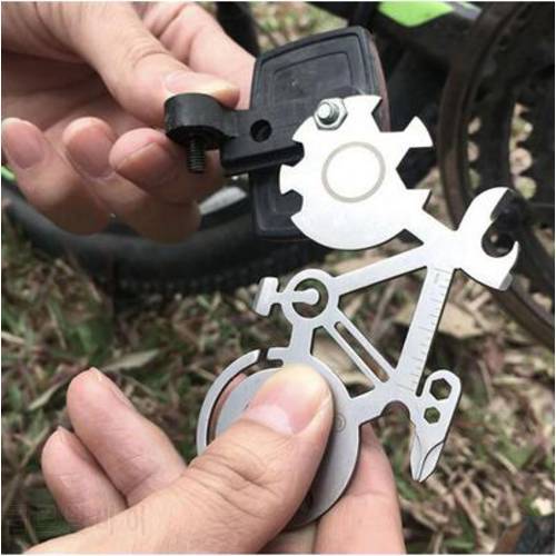 Bicycle Shape Wrench Outdoor Multi-purpose Keychain Bicycle Shape Outdoor Portable Tools Repair Wrench Bike Repair Tool