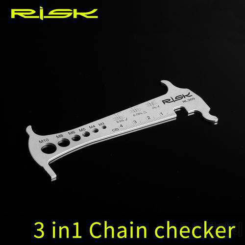 Risk RL305 3 in 1 Bike Bicycle Chain Checker Wear Indicator Chain Hook Bolt Measurement For 8 9 10 11 Speeds Stainless Steel