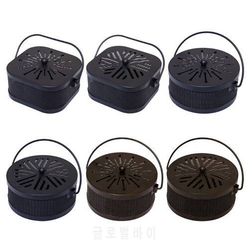 Fireproof Iron Incense Holder Box Household Mosquitos Incense Burner Box with Handle 6.1 Inch Diameter