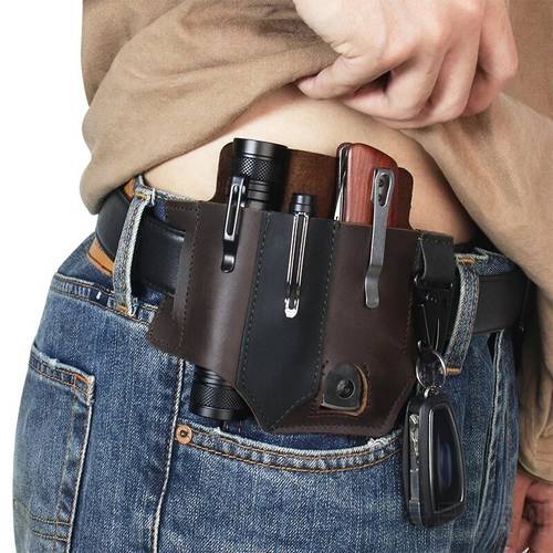 Tactical Multifunction Belt New Multitool Leather Sheath Pocket Portable Muti-tool Storage Bag For Hunting Camping
