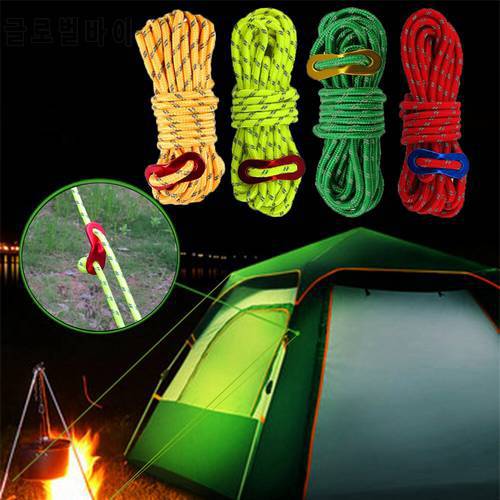 1PC 4 Meters Reflective Luminous Paracord Rope With Hooks Outdoor Wind Rope With Polyester+Nylon+Alloy Buckle For Tent Accessory