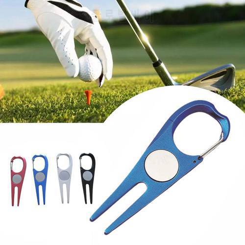 1PCS Golf Tool Zinc Alloy Golf Repair Tool Mini Foldable Marker Pen Course Cleaner Pitchfork Put Green Fork