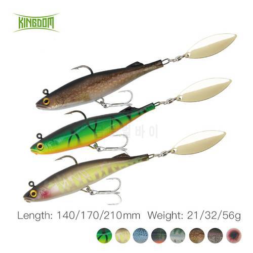 Kingdom Spinter Soft Fishing Lure 140/170/210mm Silicone Sinking Swimabait Spoon On Tail 3D Printing Bait For Trout Pike Fishing
