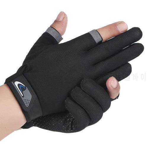 1 Pair Anti-Slip Breathable Fishing Gloves Two Finger Cut Fishing Cycling Gloves Pesca Fitness Carp Fishing Comofortable Gloves