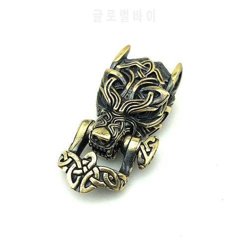 1 Set Paracord Beads DIY Pendant Buckle Paracord Knife Lanyards Brass Wolf Skull Charms For Paracord Bracelet Accessories