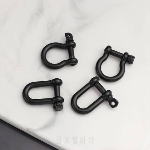 Solid Stainless Steel Carabiner D Bow Staples Shackle Fob Key Ring Keychain Hook Screw Joint Connector Buckles Outdoor