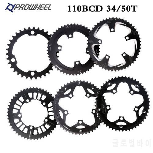 Prowheel 110 BCD Chainring 34/50T Bicycle Chainwheel Road Bike High Strength Chain ring For 8/9/10/11 Speed Cycling Parts