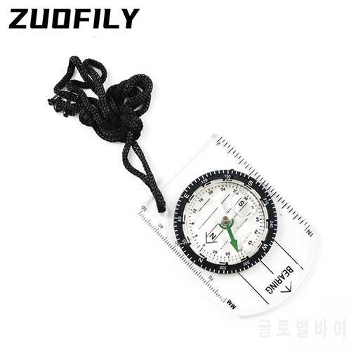 Outdoor Camping Hiking Transparent Mini Plastic Compass Multifunctional Travel Military Compass Scale Ruler Camp Tool Travel Kit