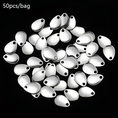 50PCS Metal Spoon VIB Lure Fishing Attractor Spinner Swivels Vibration Sequin Rotate Smooth Nickel Bass Spinner Tackle Blades