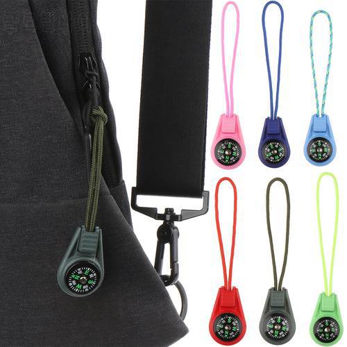 2Pcs EDC Mini Compas with Zipper Tail Rope Paracord Bracelet Gear Survival Keychain Camping Hiking Pocket Compasses Outdoor Tool