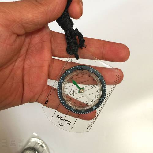 Outdoor transparent acrylic mini scale compass scale map compass lanyard