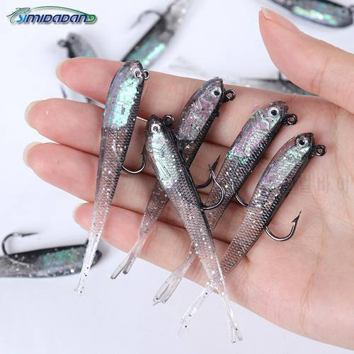 3PCS 75mm With Hook Soft Lure Silicone Artificial Bait Saltwater Freshwater Fishing Soft Lures Fishing Lure Fishing Gear