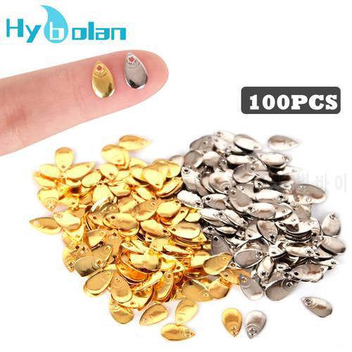 100pcs fly Fishing lure Sequin Noise Silver Gold Metal Copper Spoon Spinner Lure Tackle Willow Blades Smooth DIY Not Hurt Line