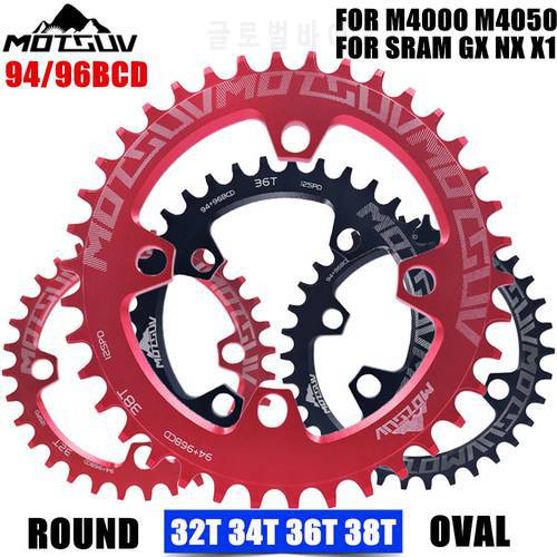MOTSUV Bicycle 94/96MM Crank 32/34/36/38T Chainwheel Round/Oval 94/96BCD MTB Chainring for ALIVIO M4000 M4050 SramNX GX X1 crank