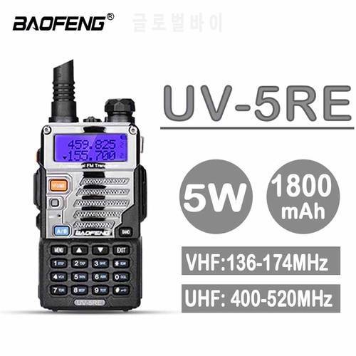 2021 Baofeng UV-5RE Walkie-Talkie 5W Handheld portable Scanner Screen display Radio Dual Band Cb Ham Radio Transceiver