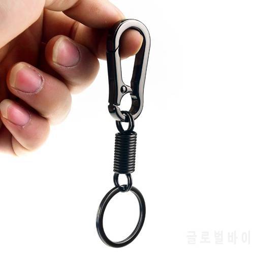 Spring Key Chain Stainless Steel Gourd Buckle Carabiner Keychain Retractable Waist Belt Clip Keyring Anti-lost Buckle Hanging