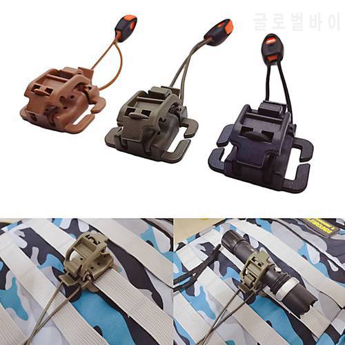 Molle Attach Backpack Hanging Buckle with Whistle Plastic Elastic Rope Clip Military Outdoor Camp Hike Tool Carabiner