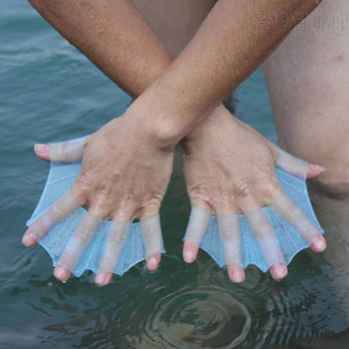 1Pair Unisex High Elastic Swimming Finger Webbed Gloves Silicone Flippers Fins Paddle Frog Hand Accessory