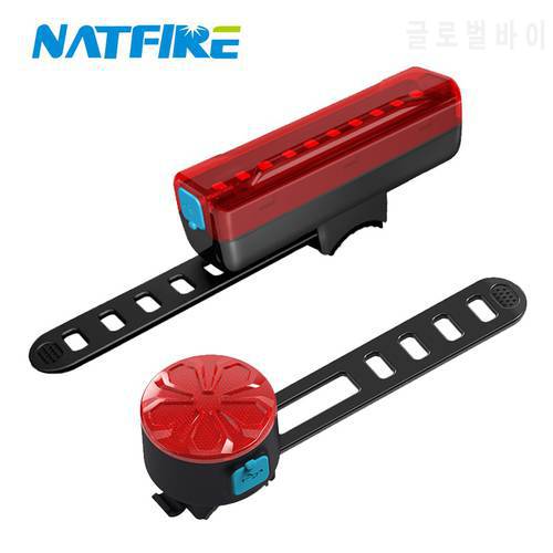 NATFIRE 15-50 Hours Bicycle Rear Light USB Rechargeable LED Back Rear Taillight for Cycling Safety Red Warning Light