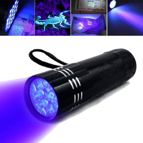 UV Light Torch Lamp Super Mini 9 LED Flashlight Black Ultraviolet Light Super Mini Aluminum UV Flash Outdoor Tools